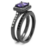 TK2778 - Stainless Steel Ring IP Light Black  (IP Gun) Women AAA Grade CZ Tanzanite