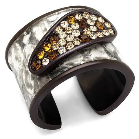 TK2781 - Stainless Steel Ring IP Dark Brown (IP coffee) Women Top Grade Crystal Multi Color