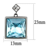 TK2788 - Stainless Steel Earrings IP Light Black  (IP Gun) Women Top Grade Crystal Sea Blue