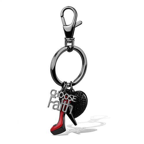 TK2795 - Stainless Steel Key Ring IP Light Black  (IP Gun) Women Top Grade Crystal Jet
