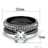 TK2797 - Stainless Steel Ring IP Light Black  (IP Gun) Women AAA Grade CZ Clear