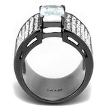 TK2798 - Stainless Steel Ring IP Light Black  (IP Gun) Women AAA Grade CZ Clear