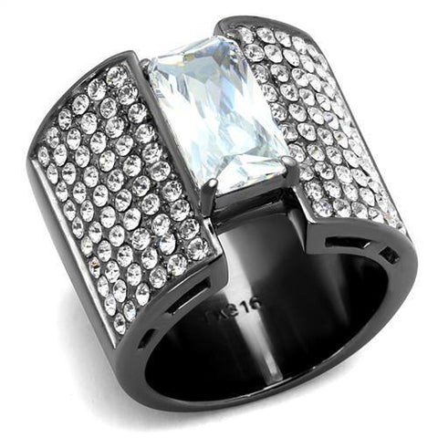 TK2798 - Stainless Steel Ring IP Light Black  (IP Gun) Women AAA Grade CZ Clear