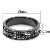 TK2799 - Stainless Steel Ring IP Light Black  (IP Gun) Women Top Grade Crystal Black Diamond