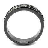 TK2799 - Stainless Steel Ring IP Light Black  (IP Gun) Women Top Grade Crystal Black Diamond