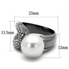 TK2800 - Stainless Steel Ring IP Light Black  (IP Gun) Women Synthetic White
