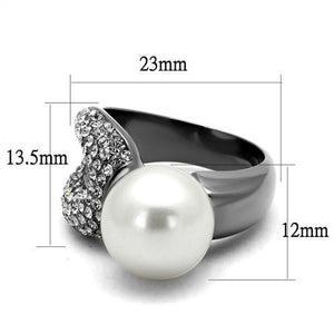 TK2800 - Stainless Steel Ring IP Light Black  (IP Gun) Women Synthetic White