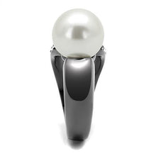 TK2800 - Stainless Steel Ring IP Light Black  (IP Gun) Women Synthetic White