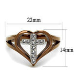 TK2802 - Stainless Steel Ring Two Tone IP Light Brown (IP Light coffee) Women Top Grade Crystal Clear