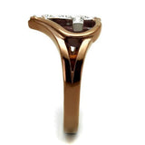 TK2802 - Stainless Steel Ring Two Tone IP Light Brown (IP Light coffee) Women Top Grade Crystal Clear