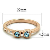 TK2807 - Stainless Steel Ring IP Rose Gold(Ion Plating) Women Top Grade Crystal Sea Blue