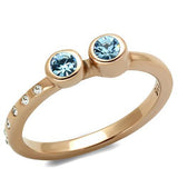 TK2807 - Stainless Steel Ring IP Rose Gold(Ion Plating) Women Top Grade Crystal Sea Blue