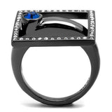 TK2808 - Stainless Steel Ring IP Light Black  (IP Gun) Women Top Grade Crystal Capri Blue