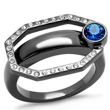 TK2809 - Stainless Steel Ring IP Light Black  (IP Gun) Women Top Grade Crystal Capri Blue