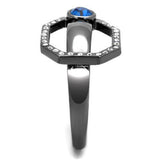 TK2809 - Stainless Steel Ring IP Light Black  (IP Gun) Women Top Grade Crystal Capri Blue