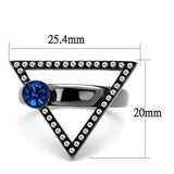 TK2810 - Stainless Steel Ring IP Light Black  (IP Gun) Women Top Grade Crystal Capri Blue