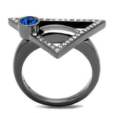 TK2810 - Stainless Steel Ring IP Light Black  (IP Gun) Women Top Grade Crystal Capri Blue