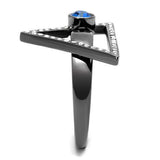 TK2810 - Stainless Steel Ring IP Light Black  (IP Gun) Women Top Grade Crystal Capri Blue