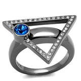 TK2810 - Stainless Steel Ring IP Light Black  (IP Gun) Women Top Grade Crystal Capri Blue