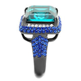 TK2811 - Stainless Steel Ring IP Light Black  (IP Gun) Women Top Grade Crystal Blue Zircon