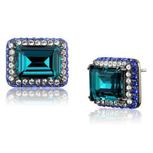 TK2812 - IP Light Black  (IP Gun) Stainless Steel Earrings with Top Grade Crystal  in Blue Zircon
