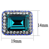 TK2812 - IP Light Black  (IP Gun) Stainless Steel Earrings with Top Grade Crystal  in Blue Zircon