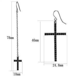 TK2816 - Stainless Steel Earrings IP Light Black  (IP Gun) Women Top Grade Crystal Jet