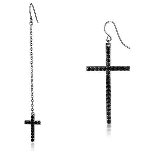 TK2816 - Stainless Steel Earrings IP Light Black  (IP Gun) Women Top Grade Crystal Jet