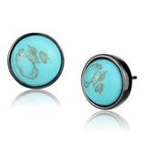 TK2819 - Stainless Steel Earrings IP Light Black  (IP Gun) Women Synthetic Sea Blue