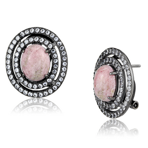 TK2822 - Stainless Steel Earrings IP Light Black  (IP Gun) Women Semi-Precious Light Rose