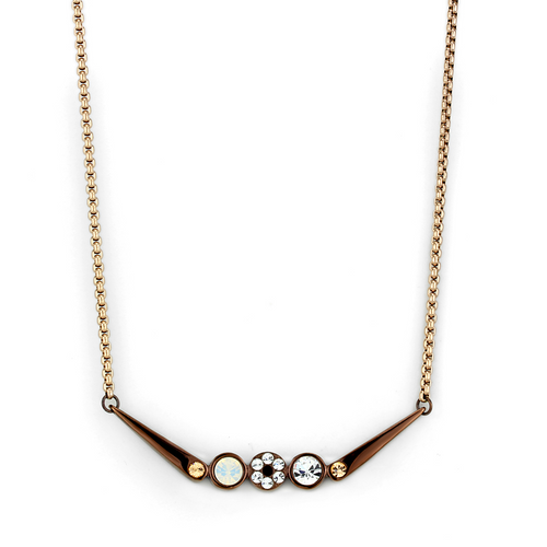 TK2823 - Stainless Steel Necklace IP Rose Gold & IP light Coffee Women Top Grade Crystal Multi Color