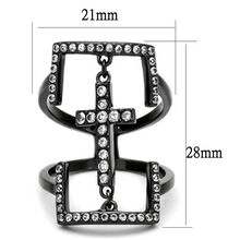 TK2826 - Stainless Steel Ring IP Light Black  (IP Gun) Women AAA Grade CZ Clear