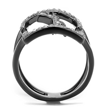 TK2826 - Stainless Steel Ring IP Light Black  (IP Gun) Women AAA Grade CZ Clear