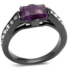 TK2832 - Stainless Steel Ring IP Light Black  (IP Gun) Women Precious Stone Amethyst