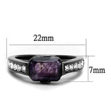 TK2832 - Stainless Steel Ring IP Light Black  (IP Gun) Women Precious Stone Amethyst