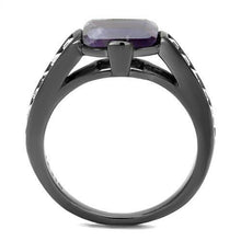 TK2832 - Stainless Steel Ring IP Light Black  (IP Gun) Women Precious Stone Amethyst