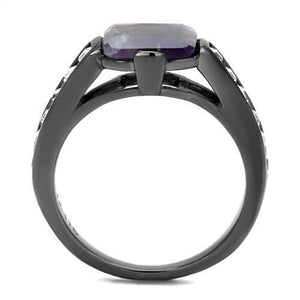 TK2832 - Stainless Steel Ring IP Light Black  (IP Gun) Women Precious Stone Amethyst