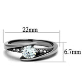 TK2833 - Stainless Steel Ring High polished (no plating) Women AAA Grade CZ Clear