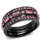 TK2844 - Stainless Steel Ring IP Light Black  (IP Gun) Women Top Grade Crystal Multi Color