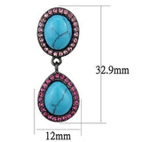 TK2847 - Stainless Steel Earrings IP Light Black  (IP Gun) Women Synthetic Sea Blue