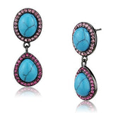 TK2847 - Stainless Steel Earrings IP Light Black  (IP Gun) Women Synthetic Sea Blue