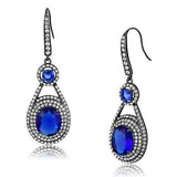 TK2851 - Stainless Steel Earrings IP Light Black  (IP Gun) Women Synthetic Sapphire