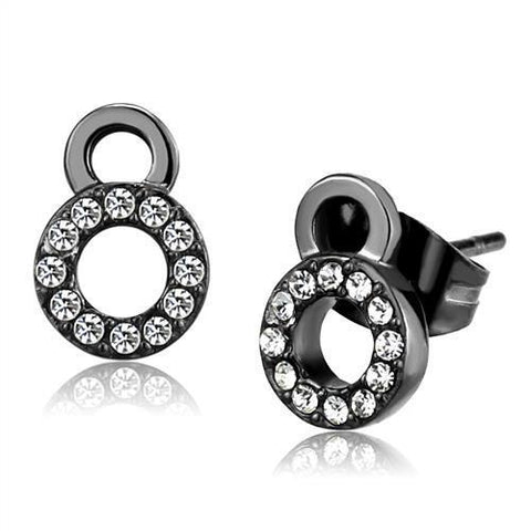 TK2856 - IP Light Black  (IP Gun) Stainless Steel Earrings with Top Grade Crystal  in Clear