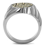 TK2859 - Stainless Steel Ring High polished (no plating) Men Leather Animal pattern