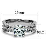 TK2862 - Stainless Steel Ring High polished (no plating) Women AAA Grade CZ Clear