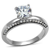 TK2864 - Stainless Steel Ring High polished (no plating) Women AAA Grade CZ Clear