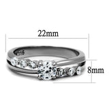 TK2865 - Stainless Steel Ring High polished (no plating) Women AAA Grade CZ Clear