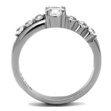 TK2865 - Stainless Steel Ring High polished (no plating) Women AAA Grade CZ Clear