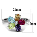 TK2867 - Stainless Steel Ring High polished (no plating) Women AAA Grade CZ Multi Color