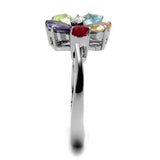 TK2867 - Stainless Steel Ring High polished (no plating) Women AAA Grade CZ Multi Color